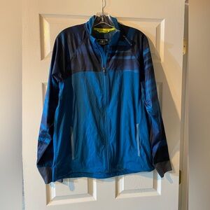 Brooks Running Jacket Mens Size Medium Shell Dri Fit River Blue RF Run Happy